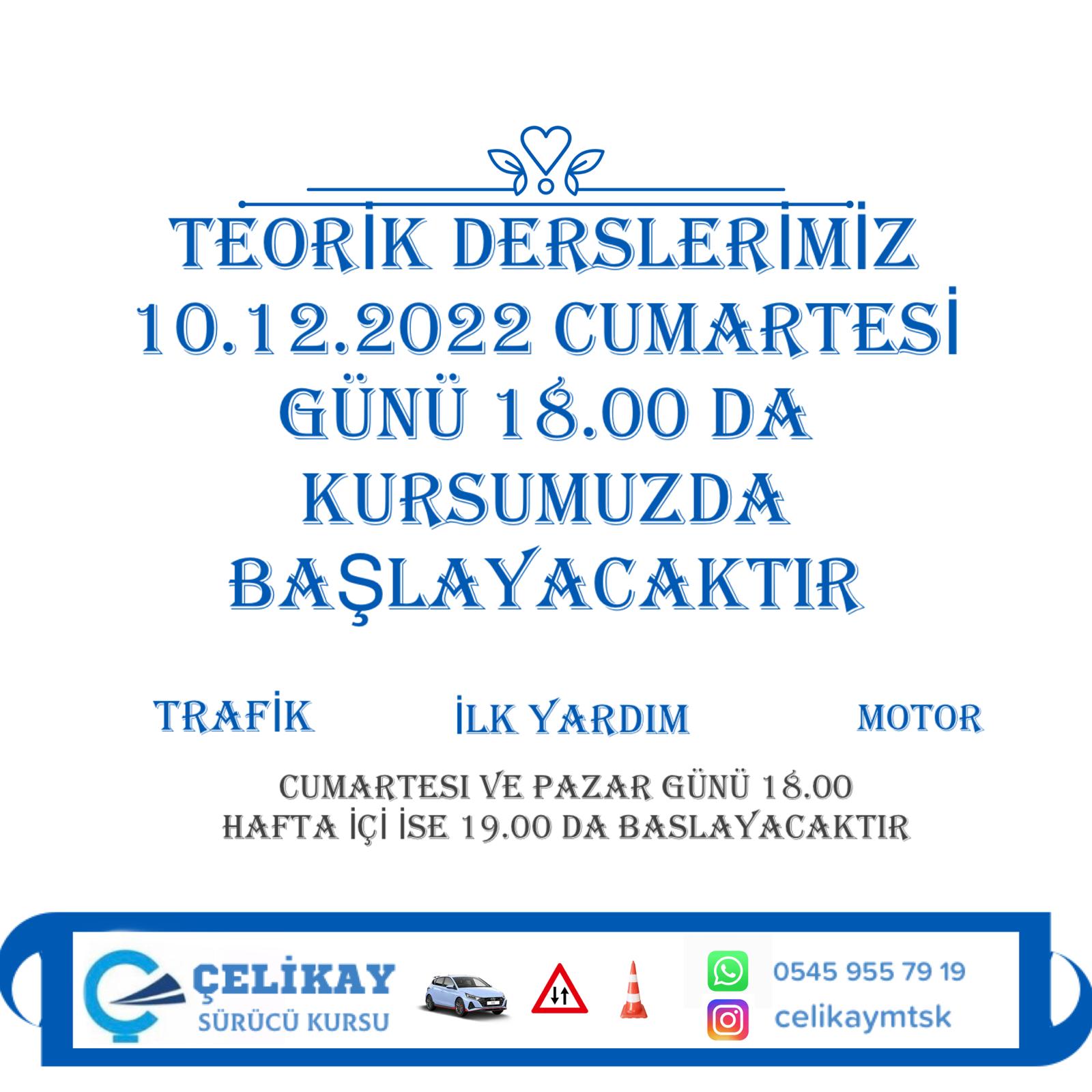 TEORİK DERSLERİMİZ BAŞLIYOR !!